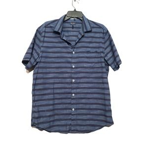 GOOD MAN BRAND Striped Short Sleeve Button Down Blue Shirt Size Large